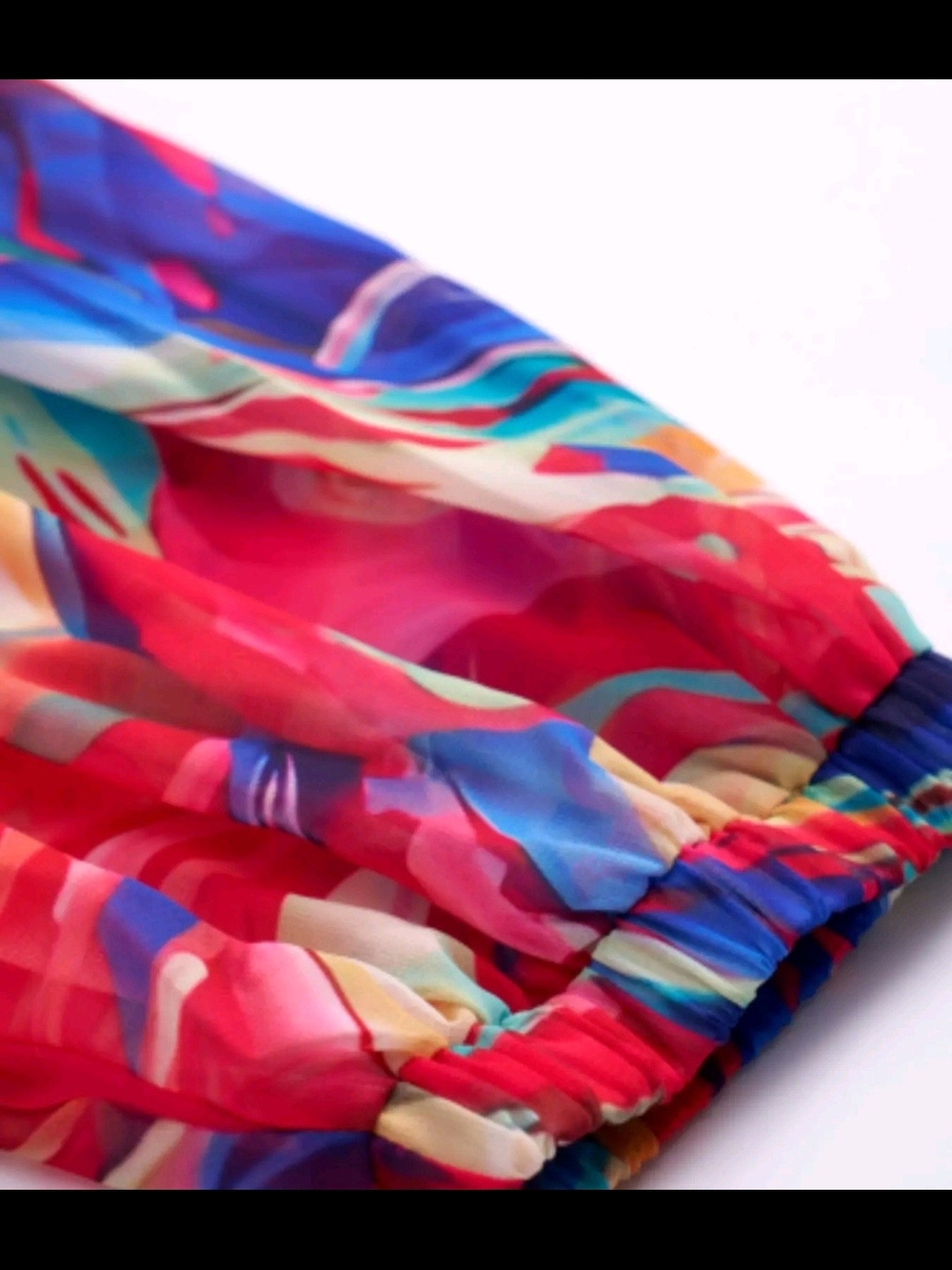 Vibrant Multi-Color Swirl Blouse Lightweight Long Sleeve Boho Abstract‎ Print - Picture 6 of 10